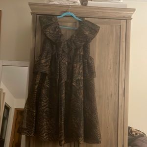 Ganni Tiger Print Organza Midi Dress